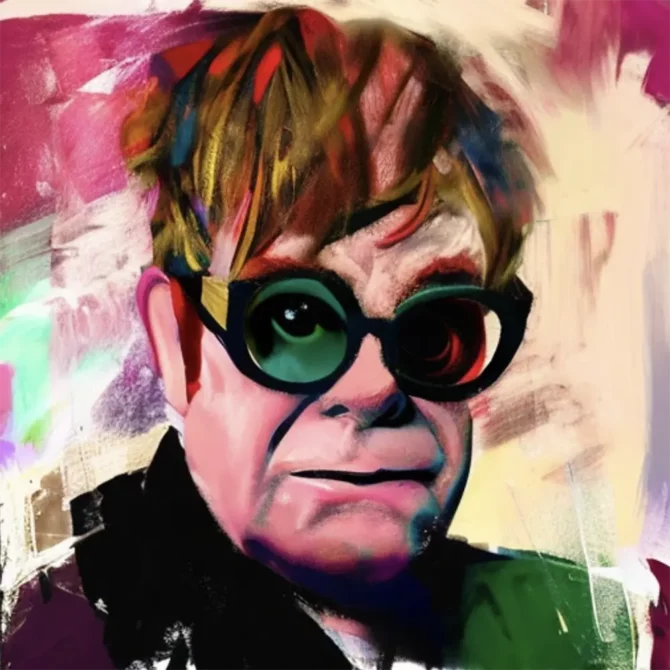 Elton John in the style of Adrian Ghenie     10